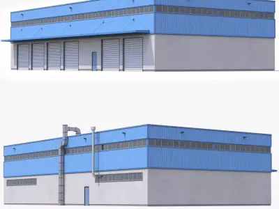 Blue Industrial Building 31 PBR Low-poly 3D model