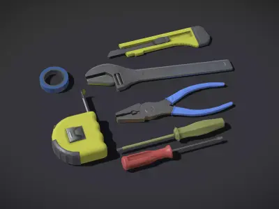 Tools pack Low-poly 3D model by InfiniteSolution3D