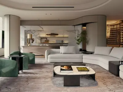living room scene 3D model Low-poly 3D model