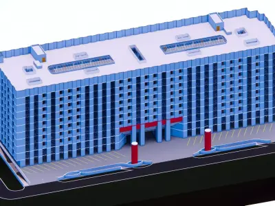 Hotel building in Revit 3D model