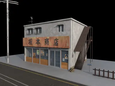 sakamoto days store - convenience store- japanese store-stl Low-poly 3D model