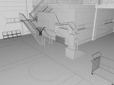School Basketball Court Interior Low-poly 3D model