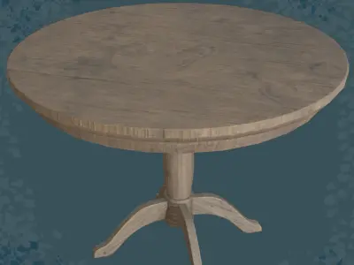 Furniture round wooden table Low-poly 3D model