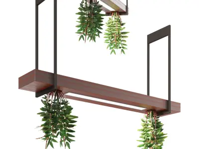 Pendant light with hanging plant FalseSpirea  Low-poly 3D model