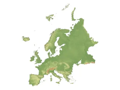 Europe Terrain 3D Map 3D model