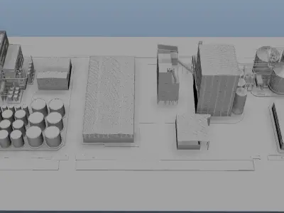 Factory with silos and tanks 3D model
