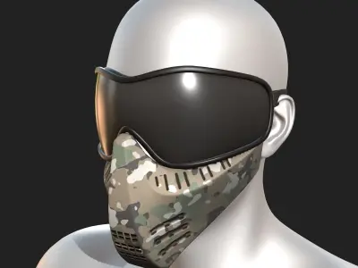 Mask protection scifi military combat low poly  Low-poly 3D model