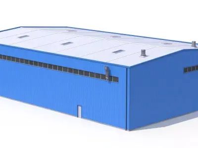Blue Industrial Building 42 PBR  Low-poly 3D model