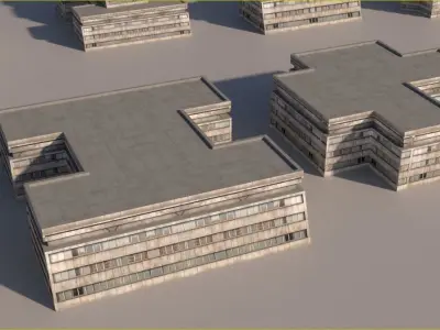 Brutalism Soviet Blocks Low-poly 3D model