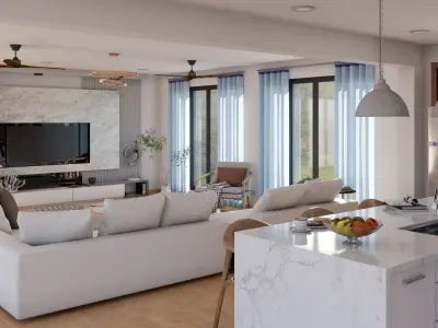 Living Room and Kitchen Scene 3D model purchase