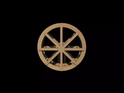 wooden water wheels 04 3D model