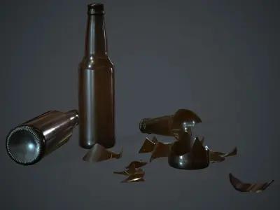 Brown Glass Broken Bottles PBR Game Ready Low-poly 3D model