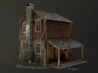 House with interior - For Village or Forest  Low-poly 3D model