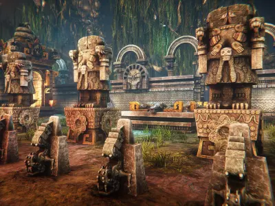 Aztec temple Low-poly 3D model