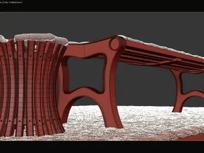 Snow Bench and Sidewalk with street  3D model
