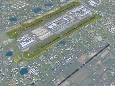 Taiwan Taoyuan Airport 10km Low-poly 3D model