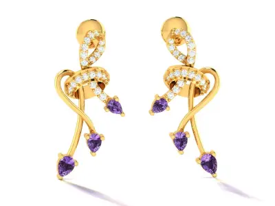 Women Earrings 3dm STL OBJ FBX Render Details 3D print model