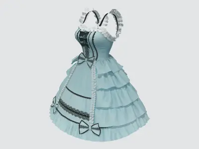 Black and White Masquerade Dress Low-poly 3D model