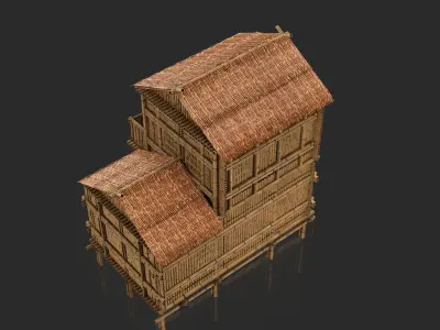 Bamboo House 5 - Jungle Hut 3D model