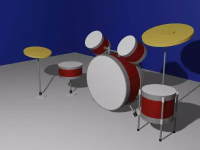 Drums Low Poly drum set 3D model