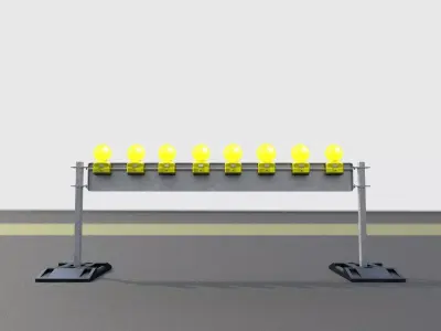 Construction Barrier 7 with animated lights 600-36 250x2400mm Low-poly 3D model