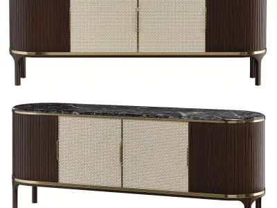 JOYCE BROWN VIENNESE CANE SIDEBOARD Low-poly 3D model