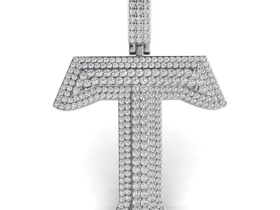Alphabet Latter T Diamond Pendent 3D print model