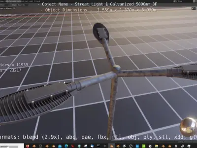 Street Light 1 Galvanized 5000mm 3F Low-poly 3D model