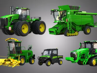 JD - Farm Vehicles  5 in 1 3D Model Pack