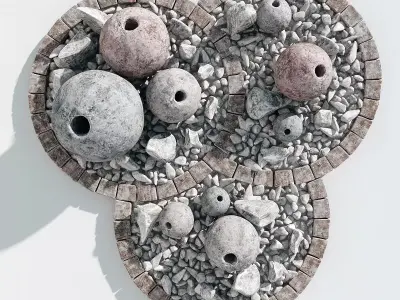 Flowerbed sphere stone decor 3D model