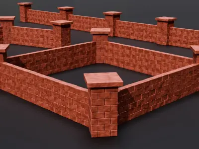 Customizable Brick Wall - Geometry Nodes - Blender 3D model