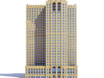 Skyscraper 3D Model detroit building 3D model
