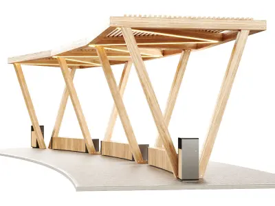 Pergola with swings benches 3D model