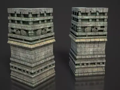 Mayan Temple Wall Modulars 08 250726 Low-poly 3D model