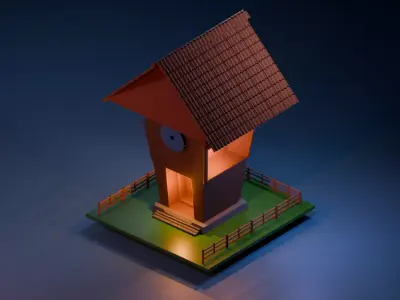 Stylised 3d house  Free low-poly 3D model