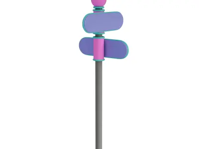 Futuristic stylized street sign and post 3D model