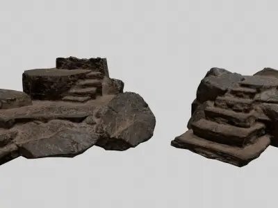 Altar Set rock Low-poly 3D model get