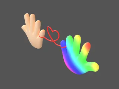Hand with Red Line Icon v1 018 Low-poly 3D model