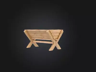 Rustic Wooden Cradle Trough Low-poly 3D model