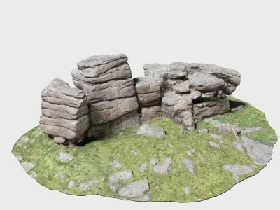 A Rock Formation - Dartmoor Stone Photo-Scan Model - Low-Poly Low-poly 3D model