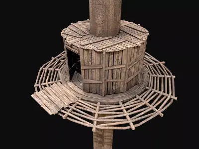 Wooden Tree House Shelters and Platforms 2 Low-poly 3D model