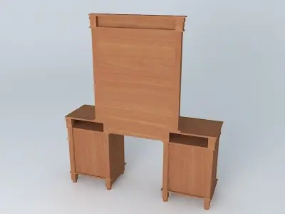 Lowboy dressing table with mirror and drawers Free 3D model