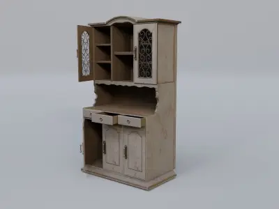 Cabinet 2 wooden with doors and drawers Low-poly 3D model purchase