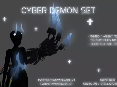 Cyber Demon Set   Low-poly 3D model