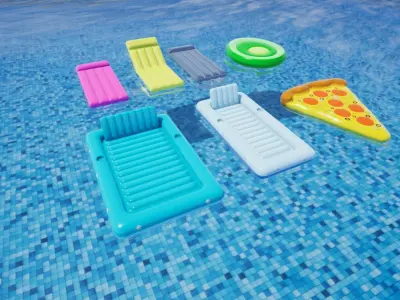 Pool Inflatable floats Low-poly 3D model