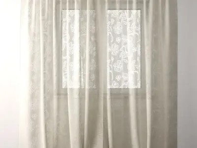 Curtain with floral pattern 3D model
