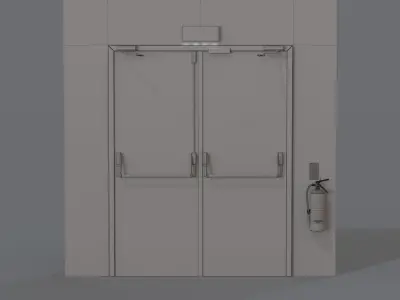 Double Fire Exit Doors Red 3D model