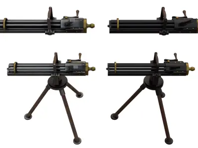 Gatling Gun Low-poly 3D model