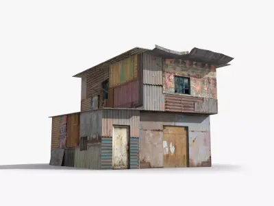 Slum x4 Low-poly 3D model