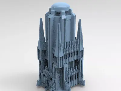 Ancient Hyborian stone temple Towers 3D model